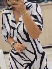 Women's Casual Geometric Print Button Front Shirt Dress