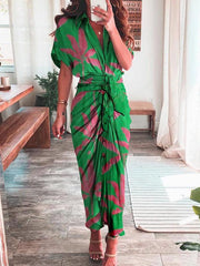 Women's Temperament Fashion Printed Long Skirt Shirt Dress