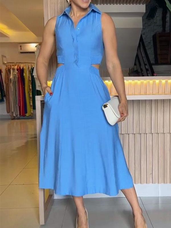 Women's Elegant Solid Color Hollow Dress