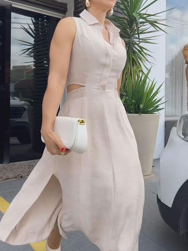 Women's Elegant Solid Color Hollow Dress