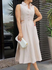 Women's Elegant Solid Color Hollow Dress