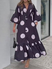 Women's Fashion Polka Dot Lantern sleeves Dress