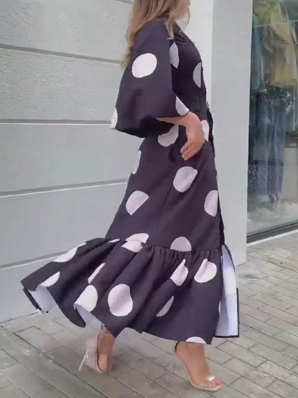 Women's Fashion Polka Dot Lantern sleeves Dress