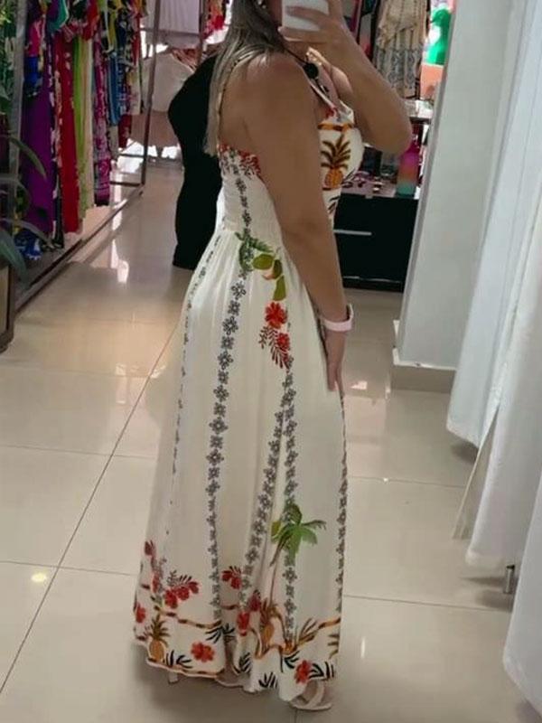 Women's Boho Summer Floral Print Spaghetti Strap Dress