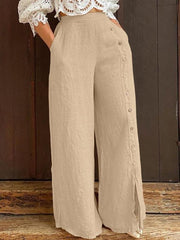 Slit high waist loose wide leg trousers