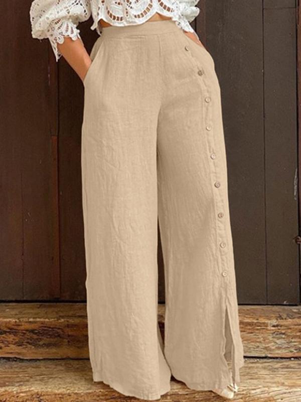 Slit high waist loose wide leg trousers