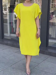 Women's Elegant Solid Color Flouncing Sleeve Dress