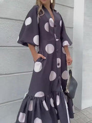 Women's Fashion Polka Dot Lantern sleeves Dress