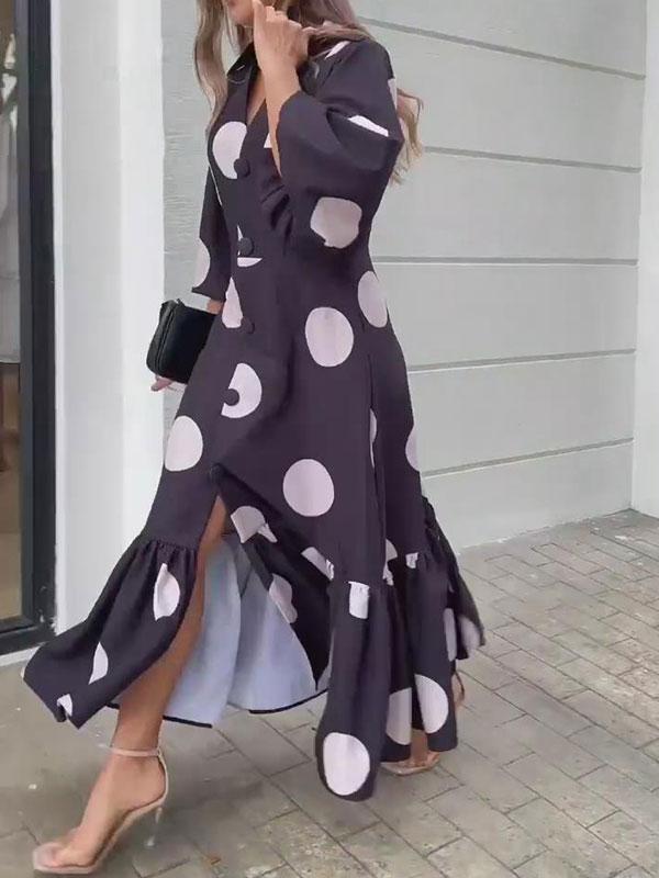 Women's Fashion Polka Dot Lantern sleeves Dress