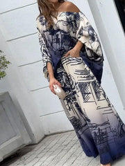 Women's Fashion Geometric Print Blouse and Wide Leg Pants Two-piece Set