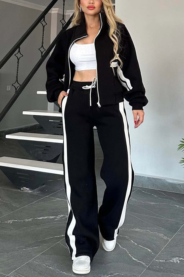 Women's Casual Contrast Web Sports Suit