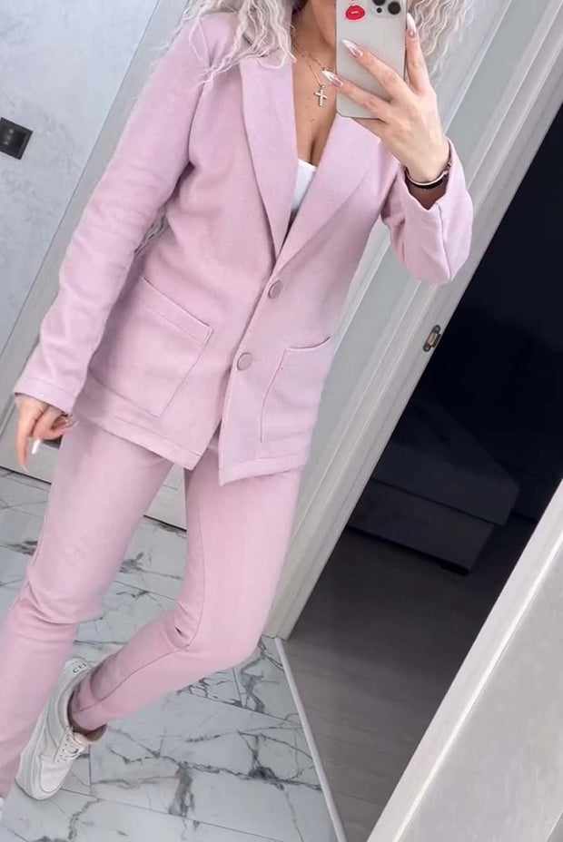 Women's Casual Solid Color Blazer and Pants Suit