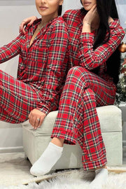 Women's Casual Home Plaid Pajamas Set