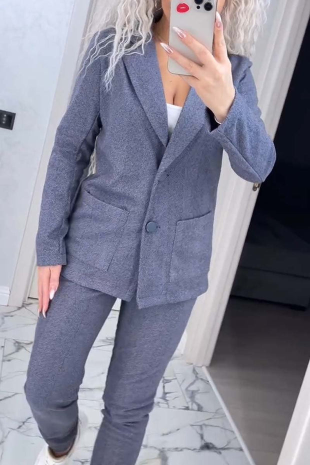 Women's Casual Solid Color Blazer and Pants Suit