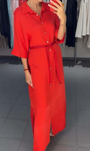 Casual And Comfortable Long Red Dress