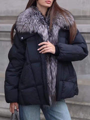 Women's Fashion Fur Hooded Long Sleeve Casual Cotton Coat