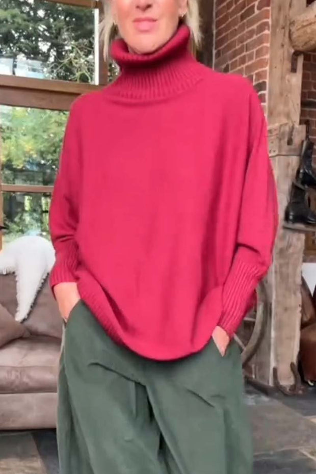 Women's casual solid color turtleneck sweater