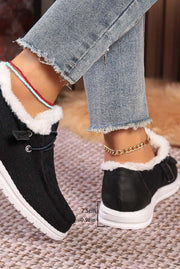 Women's round-toe lace-up plus velvet warm furry women's shoes