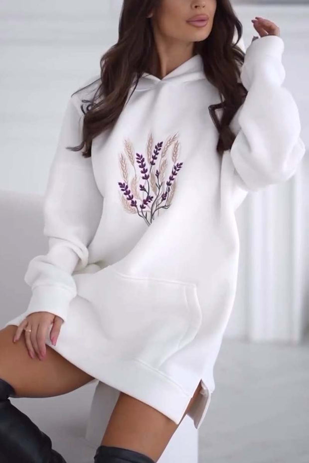 Women's casual loose hooded long sweatshirt