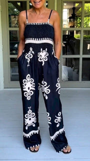 Sleeveless Bandeau Jumpsuit with Suspenders