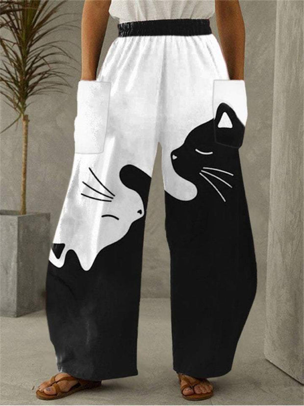 Cat print trousers