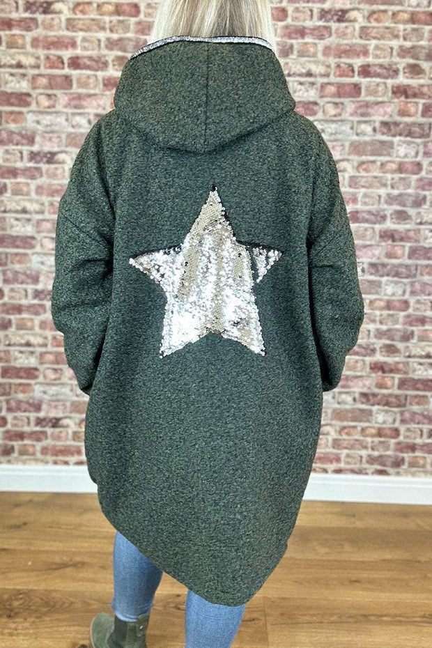 Women's Long Sleeve Hooded Star Coat