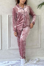 Women's Casual Home Solid Color Pajamas Set