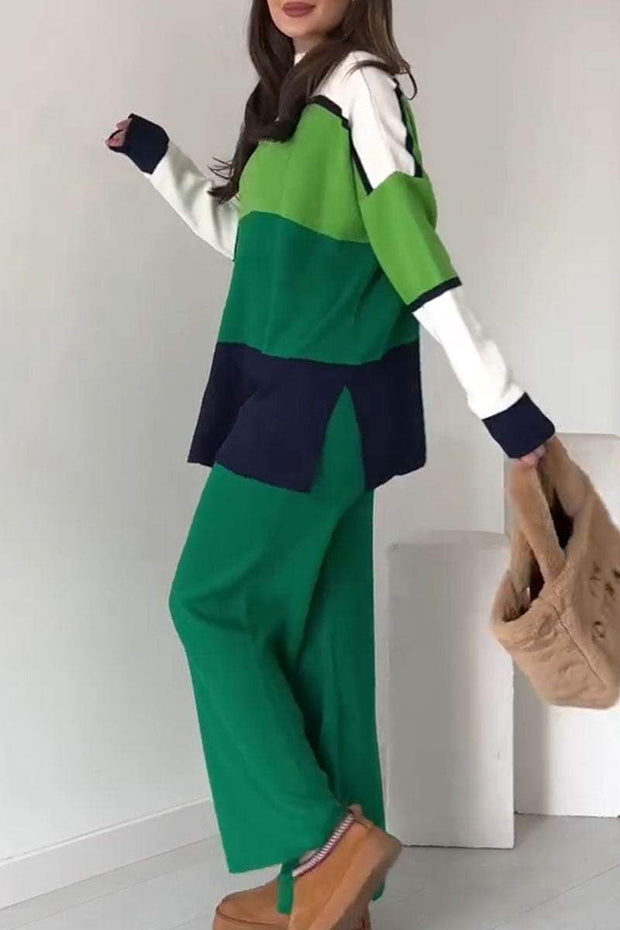 Women's Casual Colorblock Knit Two-Piece Set