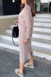 Women's Turtleneck Long-sleeved Knitted Sweater Skirt Two-piece Set