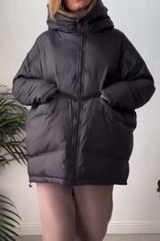 Women's casual loose hooded short cotton coat