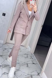 Women's Casual Solid Color Blazer and Pants Suit