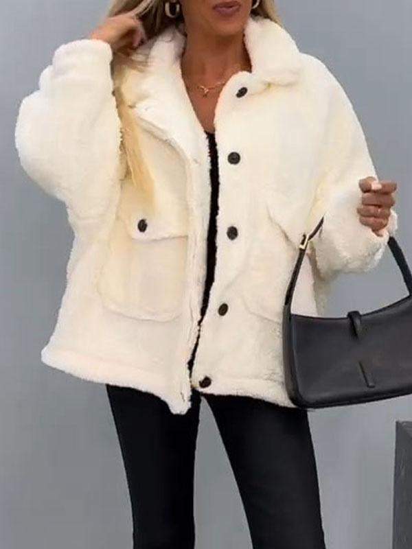 Women's Lapel Long Sleeve Plush Coat