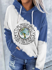 Hippie What A Wonderful World Print Hoodie