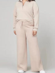 Fashion Casual Women's Long Sleeve Zipper Trousers Suit