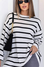 Women's Casual Round Neck Striped T-shirt