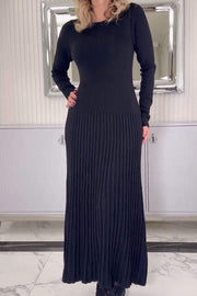 Women's Round Neck Long Sleeve Sweater Dress