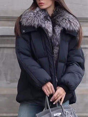 Women's Fashion Fur Hooded Long Sleeve Casual Cotton Coat