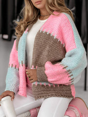 Women's Long Sleeve Striped Knitted Cardigan