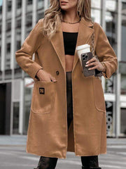 Women's Lapel Long Sleeve Casual Mid-length Coat