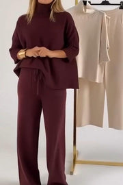 Women's simple slimming three-quarter-sleeve knit set