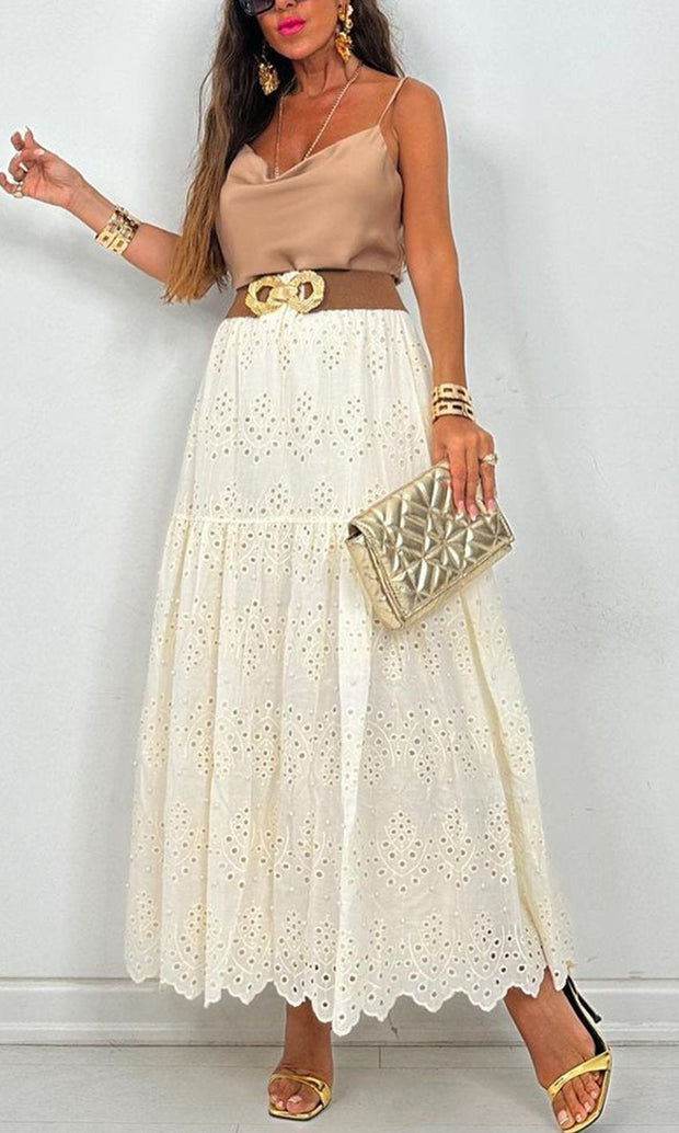 Solid color hollow skirt