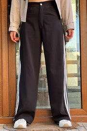 Women's casual side-block wide-leg pants