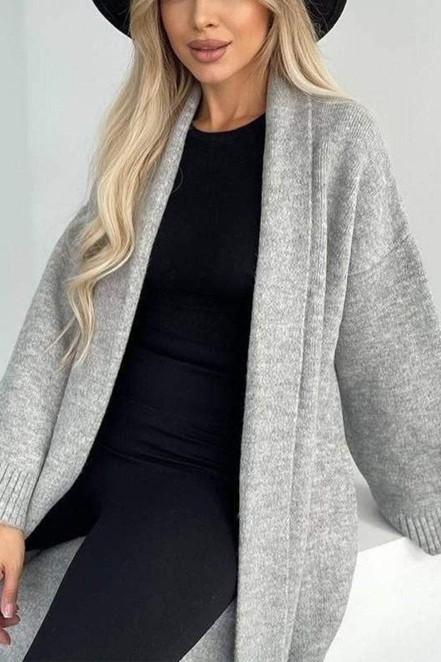 Women's Casual Lapel Solid Color Long Cardigan Jacket