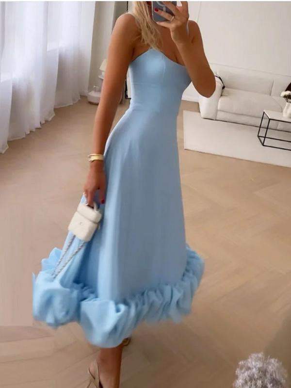 Elegant A-line Ruffled Hem Evening Dress