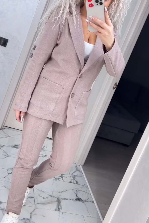 Women's Casual Solid Color Blazer and Pants Suit