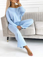 Women's Crew Neck Long Sleeve Casual Suit