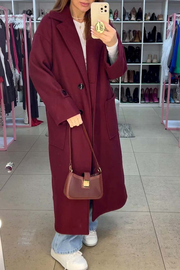 Women's fashionable solid color double breasted coat