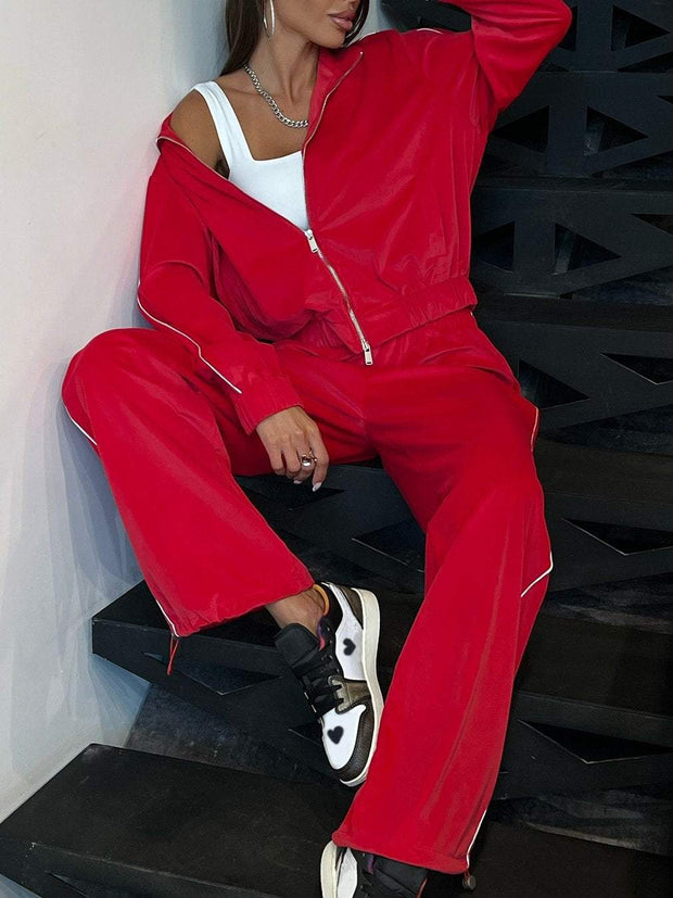 Women's Casual Sports Solid Color Pants Suit