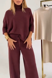 Women's simple slimming three-quarter-sleeve knit set