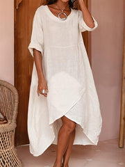 Casual Solid Color Half Sleeve Loose Summer Dresses